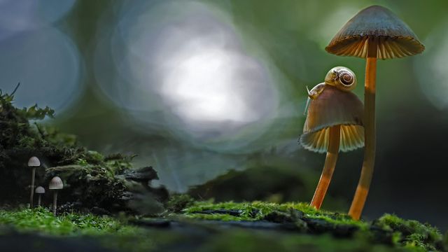 蘑菇上的蜗牛