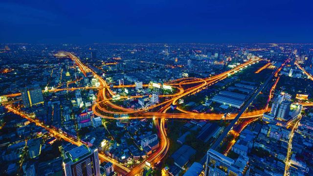泰国，曼谷，高速公路延时摄影