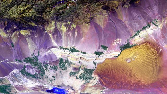 吐鲁番盆地鸟瞰图，中国