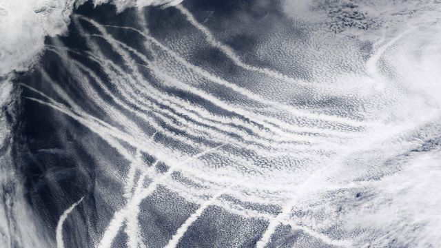 太平洋上空纵横交错的船舶轨迹